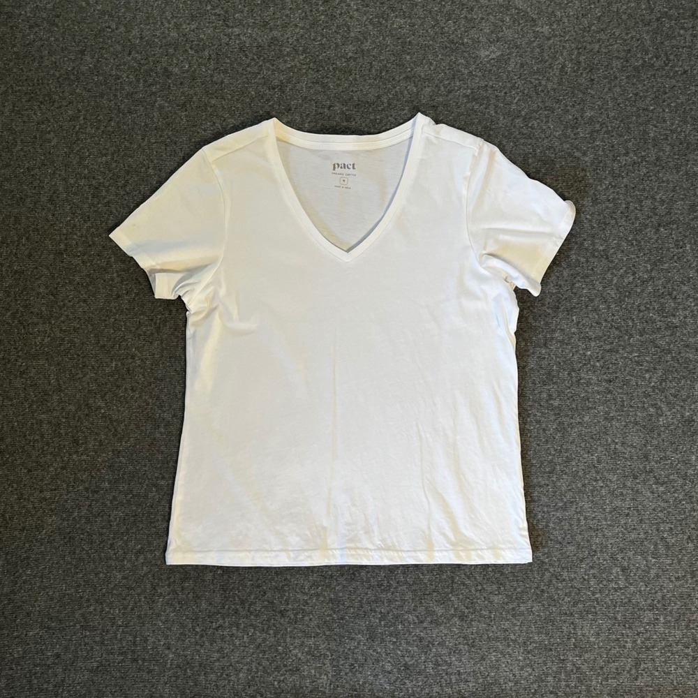 Pact Organice Cotton V-Neck Tee Medium White